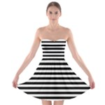 Horizontal Stripes - White and Black Strapless Bra Top Dress