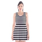 Horizontal Stripes - White and Black Scoop Neck Skater Dress