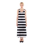 Horizontal Stripes - White and Black Full Print Maxi Dress