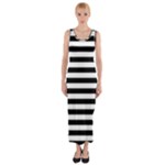 Horizontal Stripes - White and Black Fitted Maxi Dress