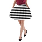 Horizontal Stripes - White and Black A-Line Pocket Skirt