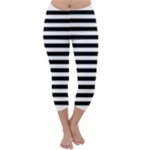 Horizontal Stripes - White and Black Capri Winter Leggings