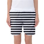 Horizontal Stripes - White and Black Women s Basketball Shorts