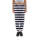 Horizontal Stripes - White and Black Women s Jogger Sweatpants