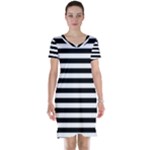 Horizontal Stripes - White and Black Short Sleeve Nightdress