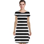 Horizontal Stripes - White and Black Cap Sleeve Nightdress