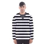 Horizontal Stripes - White and Black Hooded Wind Breaker (Men)