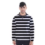 Horizontal Stripes - White and Black Wind Breaker (Men)