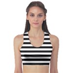 Horizontal Stripes - White and Black Women s Sports Bra
