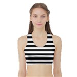 Horizontal Stripes - White and Black Women s Sports Bra with Border