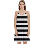 Horizontal Stripes - White and Black Women s Reversible Sports Bra with Border