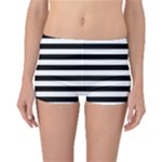 Horizontal Stripes - White and Black Boyleg Bikini Bottoms