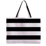 Horizontal Stripes - White and Black Zipper Mini Tote Bag