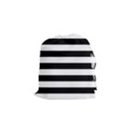 Horizontal Stripes - White and Black Drawstring Pouch (S)