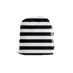 Horizontal Stripes - White and Black Drawstring Pouch (M)
