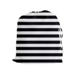 Horizontal Stripes - White and Black Drawstring Pouch (XL)