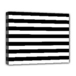 Horizontal Stripes - White and Black Deluxe Canvas 20  x 16  (Stretched)
