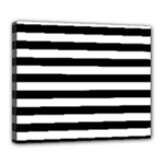 Horizontal Stripes - White and Black Deluxe Canvas 24  x 20  (Stretched)
