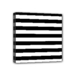 Horizontal Stripes - White and Black Mini Canvas 4  x 4  (Stretched)