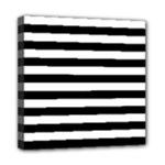 Horizontal Stripes - White and Black Mini Canvas 8  x 8  (Stretched)