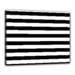 Horizontal Stripes - White and Black Canvas 20  x 16  (Stretched)