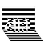 Horizontal Stripes - White and Black GIRL 3D Greeting Card (7x5)