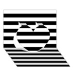 Horizontal Stripes - White and Black Heart 3D Greeting Card (7x5)