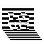 Horizontal Stripes - White and Black LOVE 3D Greeting Card (7x5)