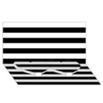 Horizontal Stripes - White and Black Twin Heart Bottom 3D Greeting Card (8x4)
