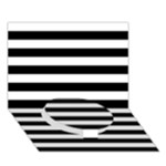 Horizontal Stripes - White and Black Circle Bottom 3D Greeting Card (7x5)