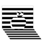 Horizontal Stripes - White and Black Apple 3D Greeting Card (7x5)