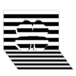 Horizontal Stripes - White and Black Clover 3D Greeting Card (7x5)