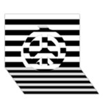 Horizontal Stripes - White and Black Peace Sign 3D Greeting Card (7x5)