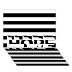 Horizontal Stripes - White and Black HOPE 3D Greeting Card (7x5)
