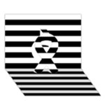 Horizontal Stripes - White and Black Ribbon 3D Greeting Card (7x5)