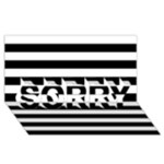 Horizontal Stripes - White and Black SORRY 3D Greeting Card (8x4)