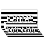 Horizontal Stripes - White and Black Laugh Live Love 3D Greeting Card (8x4)