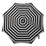 Horizontal Stripes - White and Black Hook Handle Umbrella (Large)