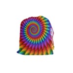 Psychedelic Rainbow Spiral Drawstring Pouch (Medium)