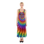 Psychedelic Rainbow Spiral Sleeveless Maxi Dress