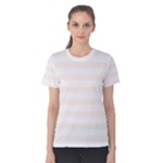 Horizontal Stripes - White and Seashell Women s Cotton Tee