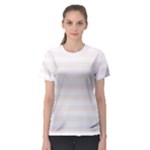 Horizontal Stripes - White and Seashell Women s Sport Mesh Tee