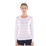 Horizontal Stripes - White and Seashell Women s Long Sleeve T-shirt
