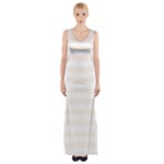 Horizontal Stripes - White and Seashell Maxi Thigh Split Dress