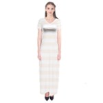 Horizontal Stripes - White and Seashell Short Sleeve Maxi Dress