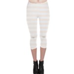 Horizontal Stripes - White and Seashell Capri Leggings