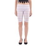 Horizontal Stripes - White and Seashell Yoga Cropped Leggings