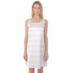 Horizontal Stripes - White and Seashell Sleeveless Satin Nightdress