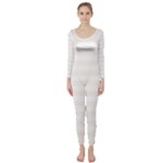 Horizontal Stripes - White and Seashell Long Sleeve Catsuit