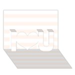 Horizontal Stripes - White and Seashell I Love You 3D Greeting Card (7x5)
